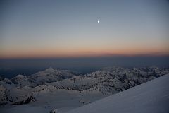 02C Moon Over Mounts Shdavleri, Azau, Gvandra To The Southwest Just Before Sunrise From Mount Elbrus Climb.jpg
